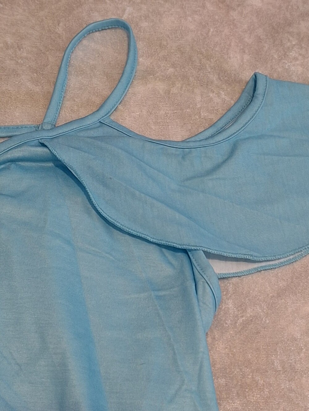 Cold-Shoulder Ombre Blue Tank Top with Crisscross Back by Flamingals size L - Picture 6 of 10